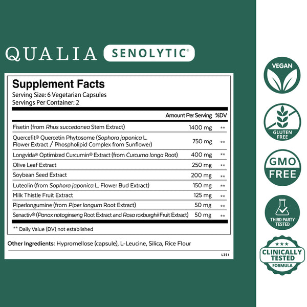 Qualia Senolytic (12caps) | Two-day Cell Rejuvenation | Support Youthful Cellular Function