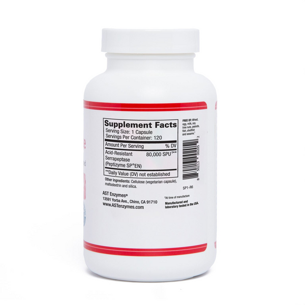 AST Enzymes - Serrapeptase 80,000 SPU - Acid-Resistant (120caps)