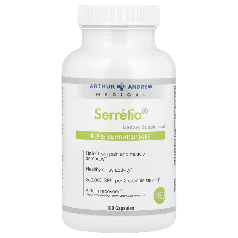 Serretia 180caps (250,000 SPU's) (Arthur Andrew Medical) (serrapeptase supplement)