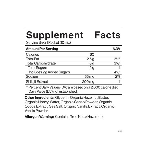 Cymbiotika - Shilajit Liquid Complex 260ml (26x10ml Sachet)(Hazelnut Cacao Flavour)