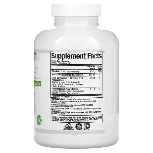 Arthur Andrew Medical - Syntol AMD – Advanced Microflora Delivery | Probiotic, Prebiotic & Enzyme Formula (360 capsules)