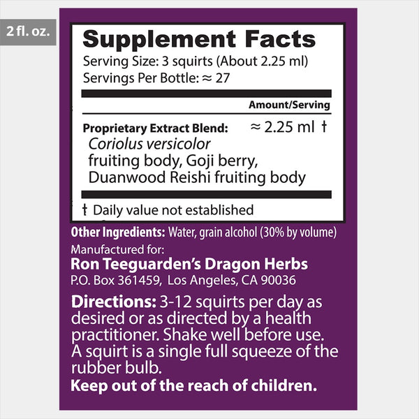 Dragon Herbs | Coriolus Turkey Tail Drops 2 oz. (approx 27 servings)