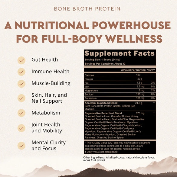 Ancestral Supplements - Ancestral Protein Powder - Chocolate Flavour (744g)