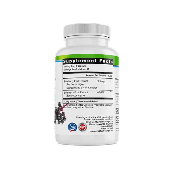 Feel Younger - Elderberry Immune Support 600mg 60caps