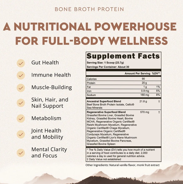 Ancestral Supplements - Ancestral Protein Powder - Vanilla Flavour (711g)