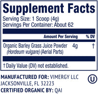 Thumbnail for Vimergy Herbs - USDA Organic Barleygrass Juice Extract Powder 250g