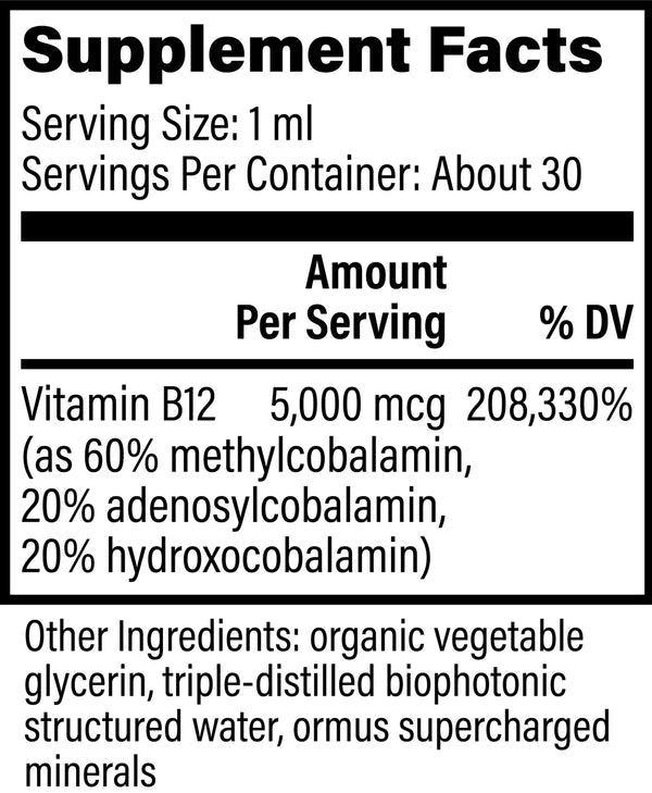 Global Healing | Vitamin B12 | 1fl Oz / 29.6ml (approx 30 servings)