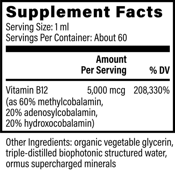 Global Healing | Vitamin B12 | 2fl Oz / 59.2ml (approx 60 servings)