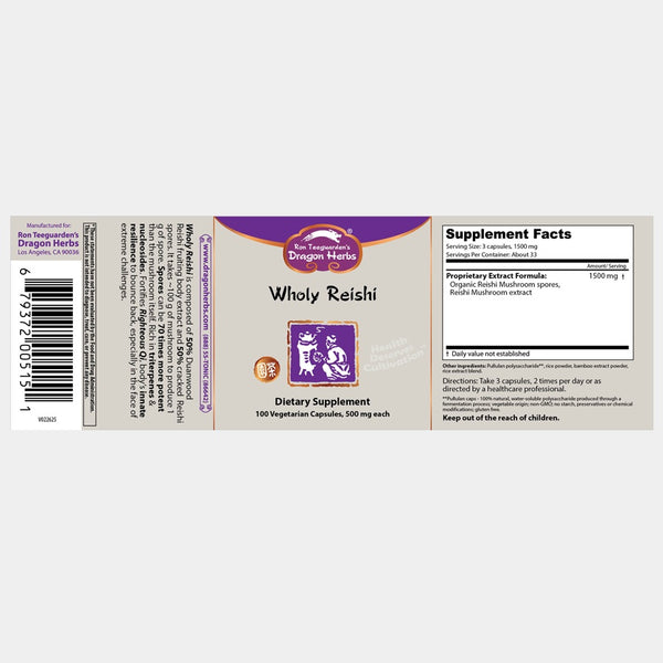 Dragon Herbs | Wholy Reishi aka Protector 2000 | 100 caps (33 servings)
