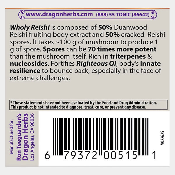 Dragon Herbs | Wholy Reishi aka Protector 2000 | 100 caps (33 servings)