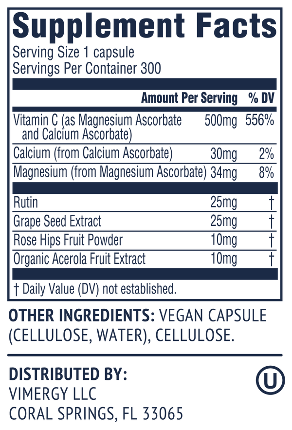 Vimergy Herbs - Micro-C (Vitamin C enchanced with Rose-hips and Grape Seed Extract) 90caps (Trial Size)