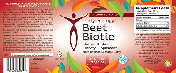 Body Ecology - Beet Biotic™ – Naturally Fermented Probiotic Drink with Beetroot & Maqui Berry (750ml)