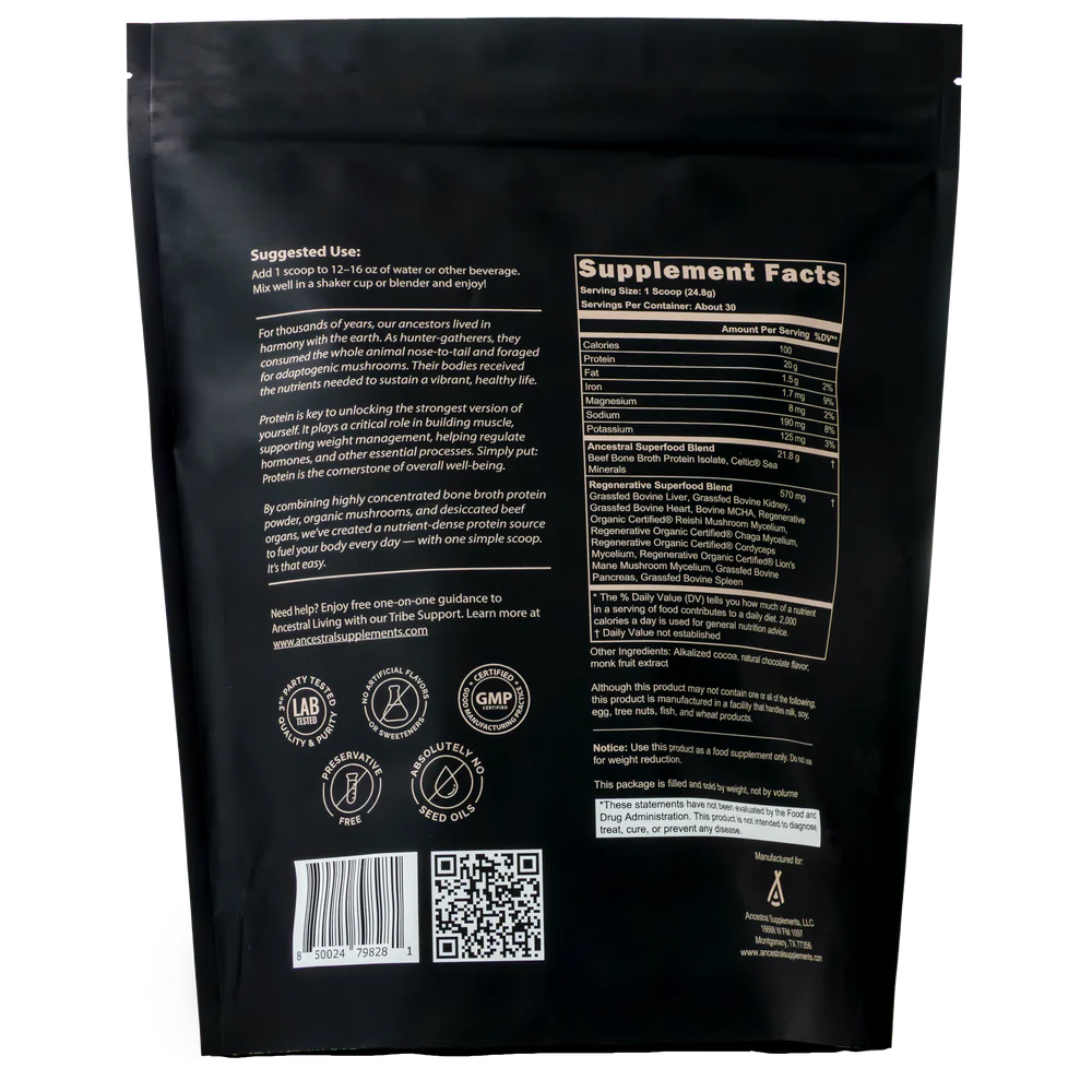 Ancestral Supplements - Ancestral Protein Powder 744g Chocolate