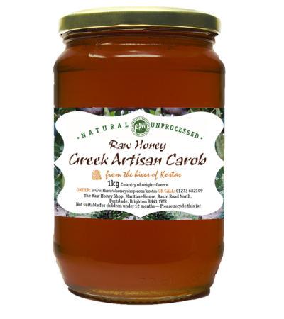 Asterios - Greek Artisan Carob Honey - 1kg (Raw, Organic, Runny)