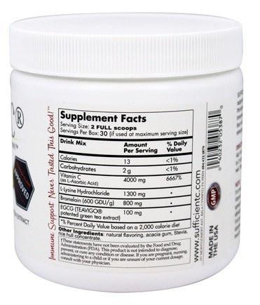 Sufficient C - High Dose Lemon Peach Immune-Ade drink mix - 250 gram size