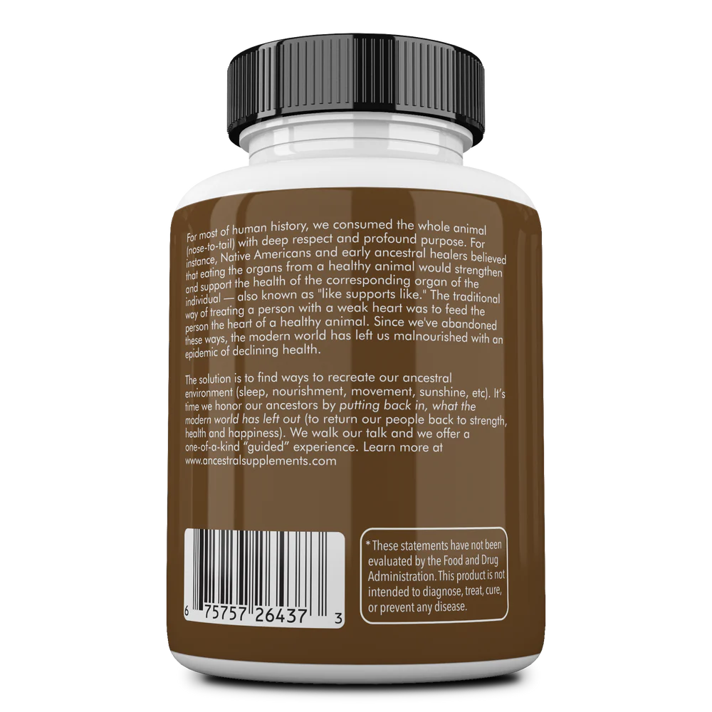 Ancestral Supplements - Grass Fed Kidney 180caps 500mg