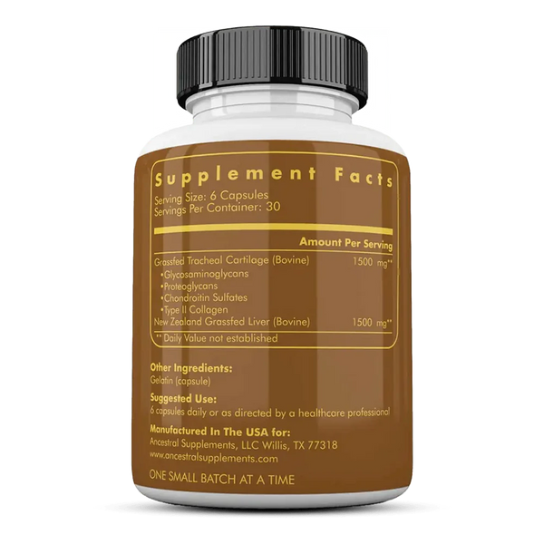 Ancestral Supplements - Grass Fed Beef Trachea with Liver (180 capsules)