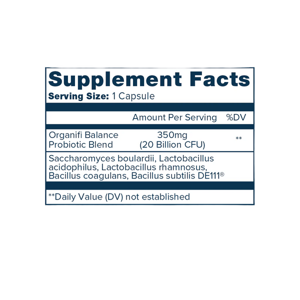 Organifi Balance Probiotic | 20 Billion CFU | 30 Capsules