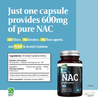 Thumbnail for NAC N-Acetyl Cysteine (Free-form & 100% Pure) - 120 capsules