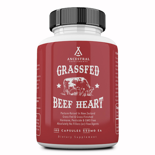 Ancestral Supplements - Grass Fed Desiccated Beef Heart 180caps 550mg