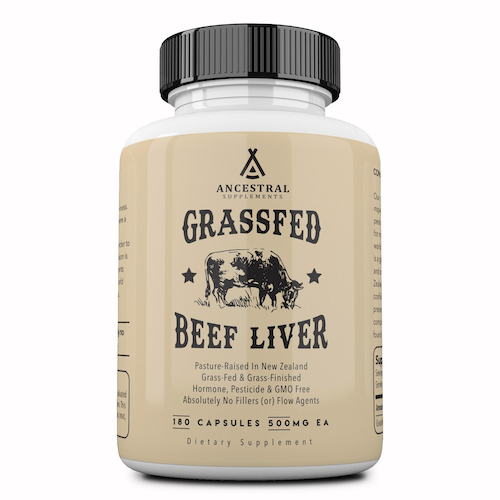 Ancestral Supplements - Grass Fed Desiccated Beef Liver 180 Caps 500mg