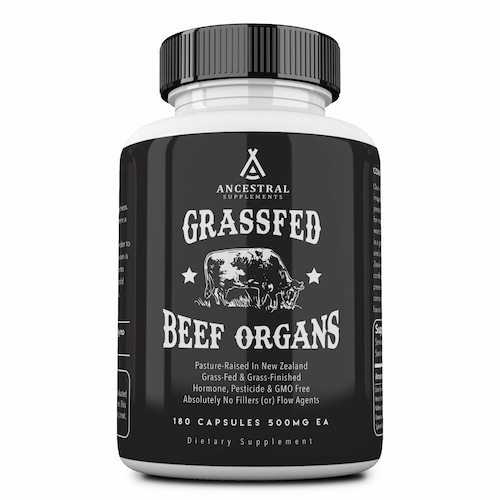 Ancestral Supplements - Grass Fed Desiccated Beef Organs (Liver, Heart, Kidney, Pancreas, Spleen) 180caps 500mg