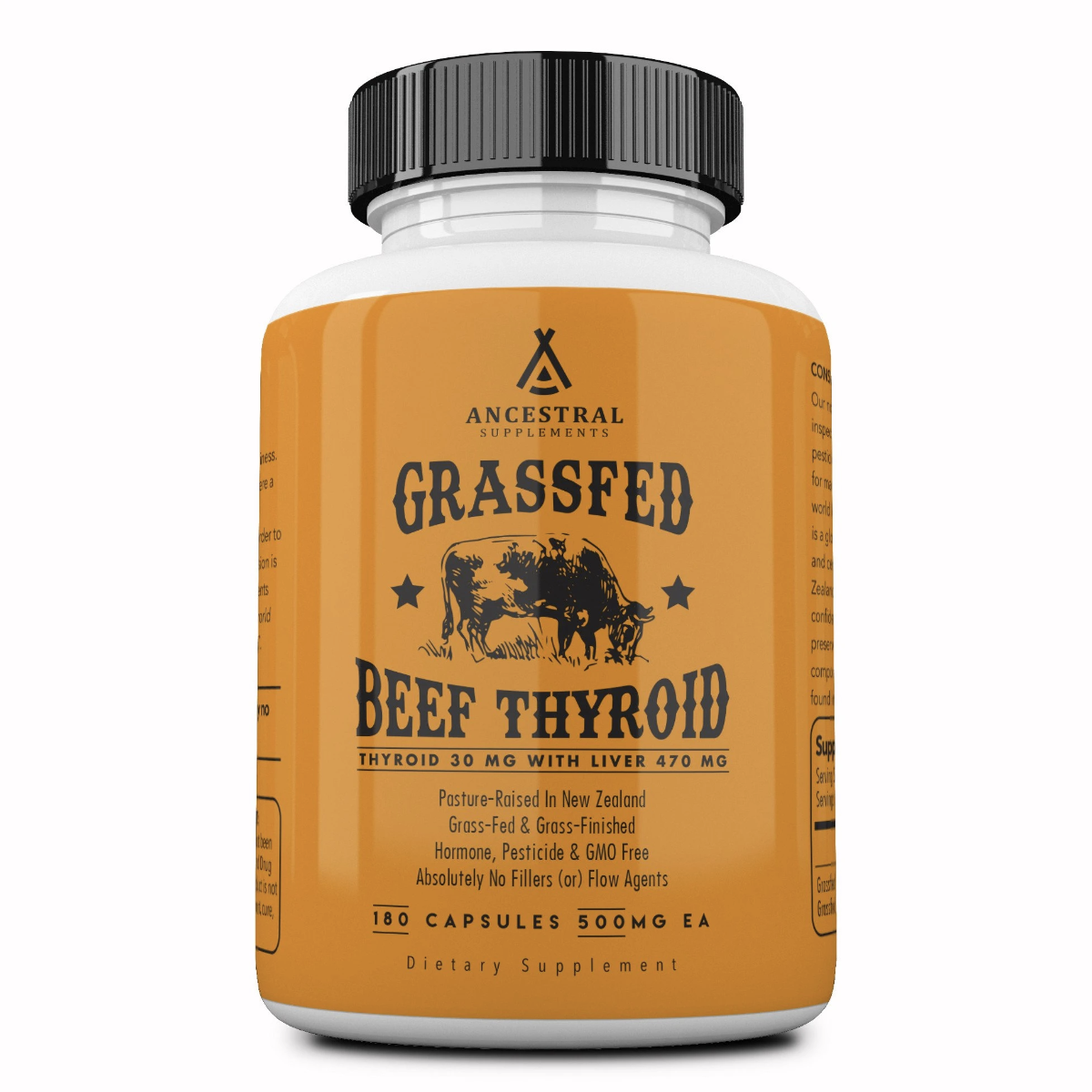 Ancestral Supplements - Grass Fed Natural Desiccated Thyroid 180caps 500mg