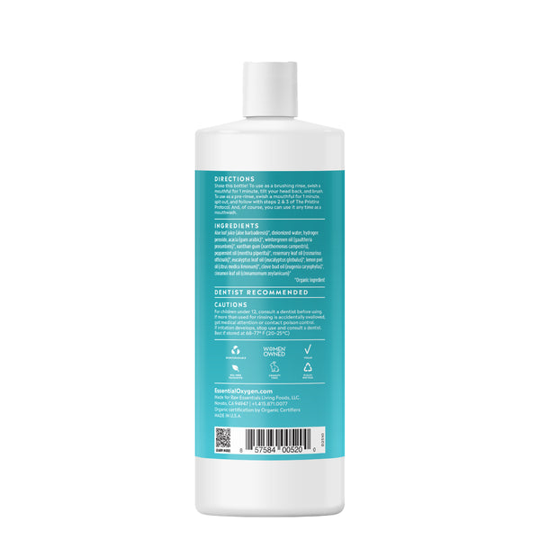 Essential Oxygen | Organic Mouthwash + Brushing Rinse 32oz | Wintergreen