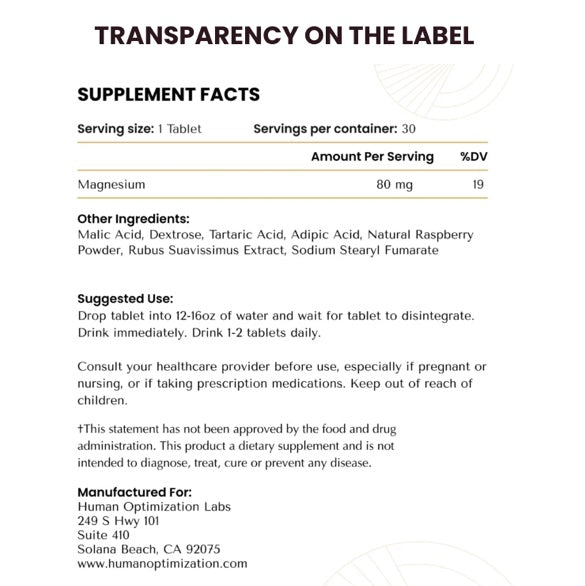 Human Optimization Lab - Molecular Hydrogen 30 Tablets (Rasberry Flavoured)