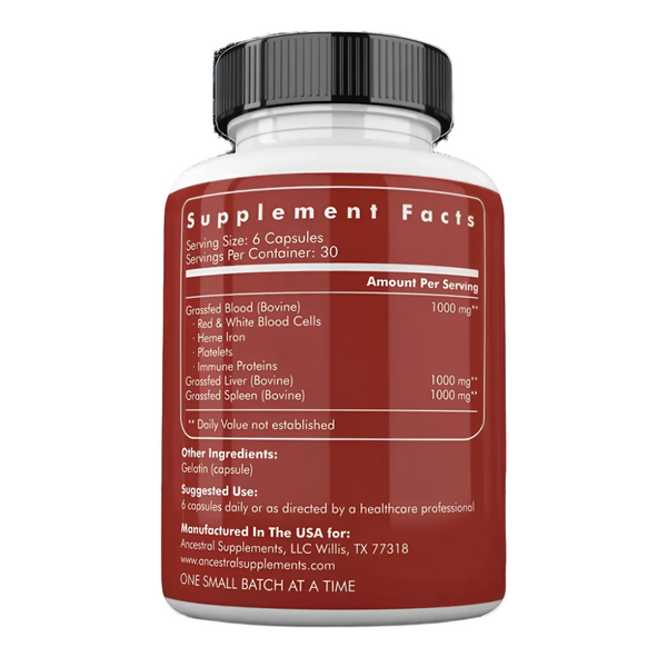 Ancestral Supplements - Grass Fed Blood (180 Capsules / 500mg)