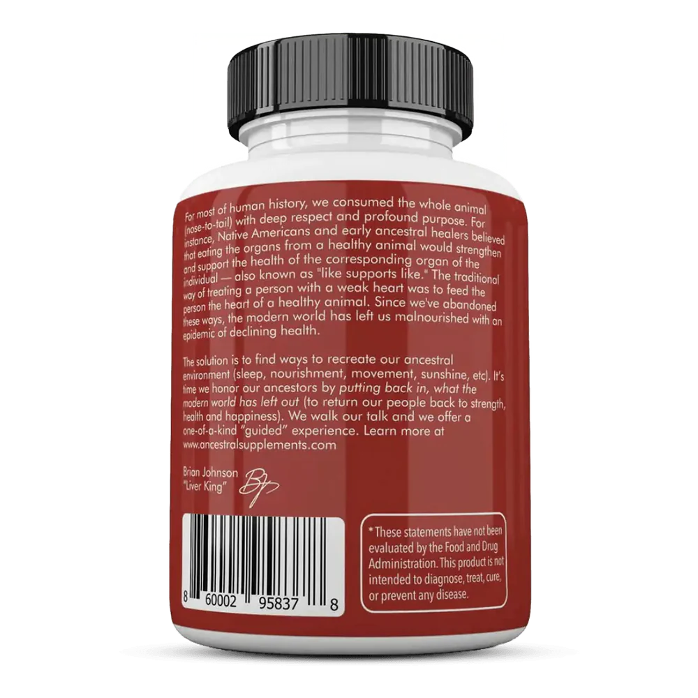 Ancestral Supplements - Grass Fed Blood 180 Caps 500mg (previously Blood Vitality)