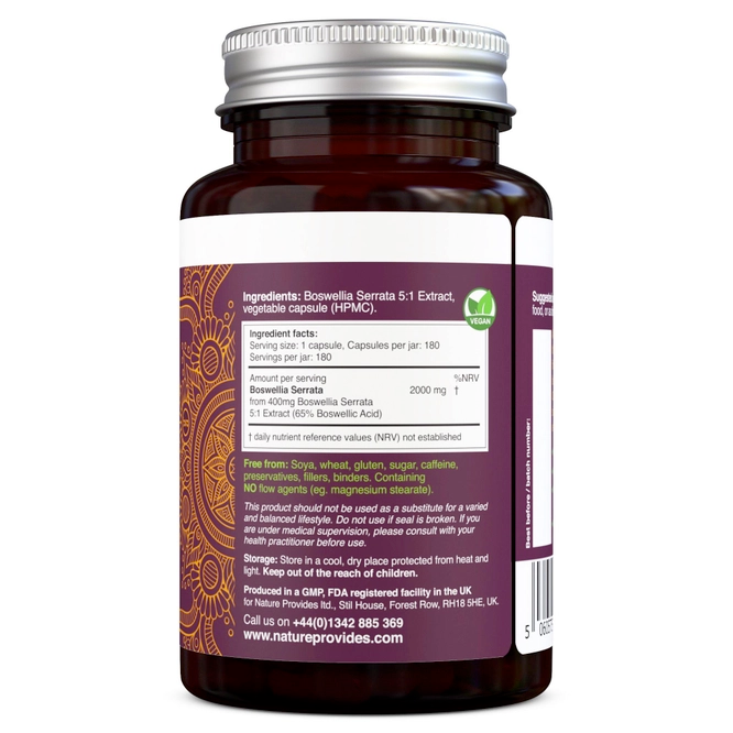 Boswellia Serrata 5:1 Extract 2000mg - 180 VEGAN CAPSULES