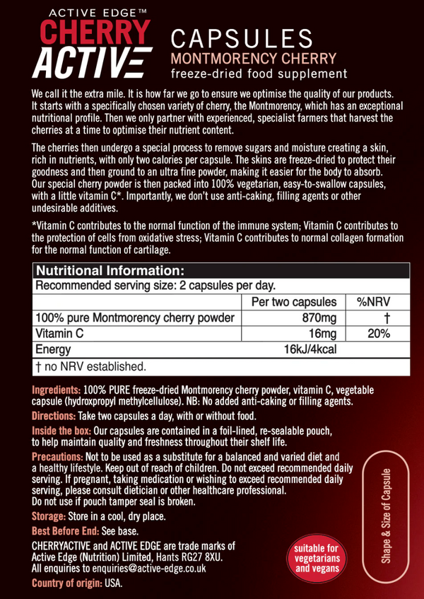Cherry Active - Montmorency Cherry Powder | Freeze-Dried (60 Capsules)