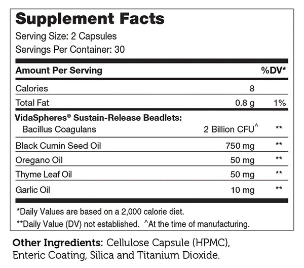Zahler - CandAid Probiotics 60 capsules | Intestinal Health and Yeast Balance with Oregano and Garlic