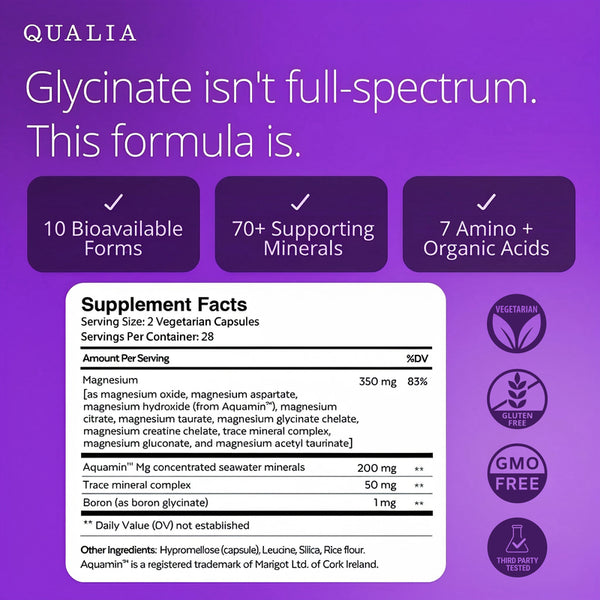 Qualia Magnesium+ (56caps) | 10x Magnesium & 70x+ Trace Minerals