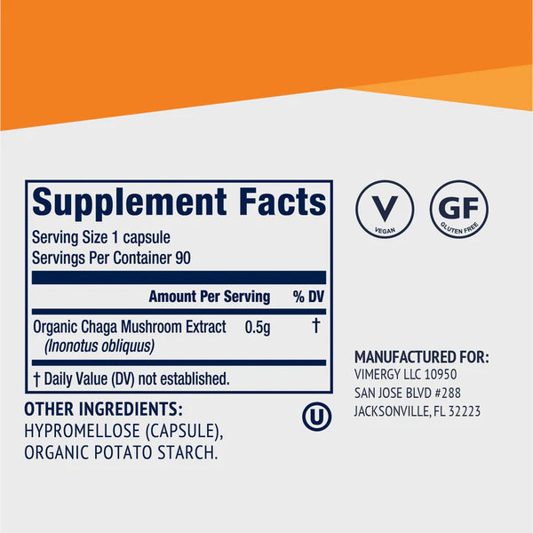 Vimergy Herbs - Organic Chaga Capsules (90caps)
