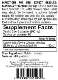 Thumbnail for Sovereign Labs - Colostrum LD® Capsules: Liposomal Delivery - 120caps (480mg each)