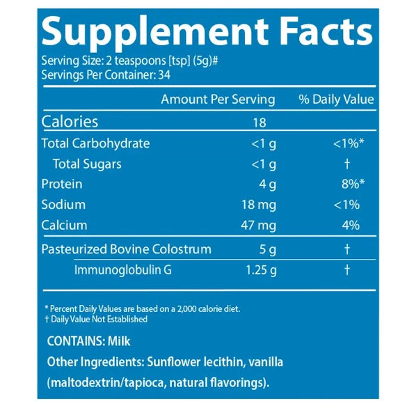 Sovereign Laboratories - Colostrum-LD® Liposomal Colostrum Powder - Vanilla Flavour (170g/6oz/34servings)