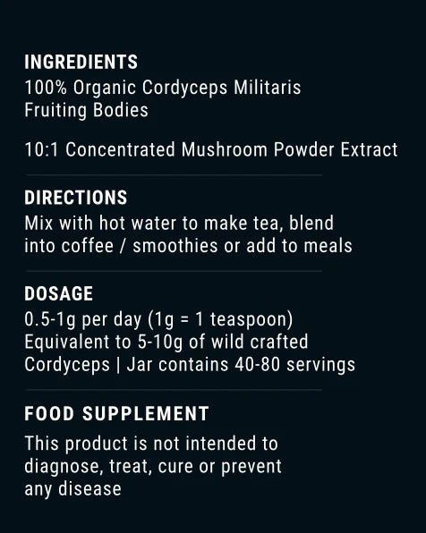APE Nutrition - Organic Cordyceps Mushroom Powder | Concentrated Extract (40g)