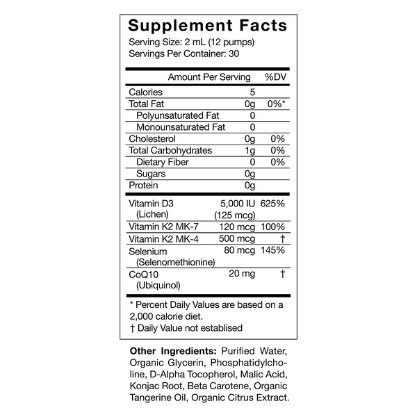 Cymbiotika – Vitamin D3 + K2 + CoQ10 Liposomal Liquid (60ml)