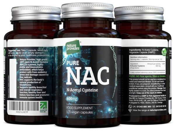 Nature Provides - NAC N-Acetyl Cysteine (Free-form & 100% Pure) - 120 capsules