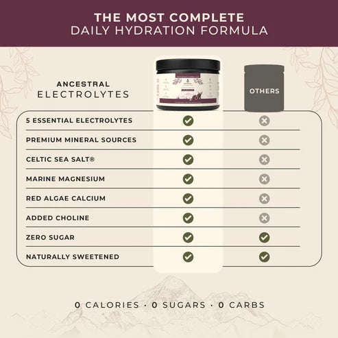 Ancestral Supplements - Electrolytes Wild Berry Flavour (200g 45servings) | Celtic Sea Salt & Marine Algae