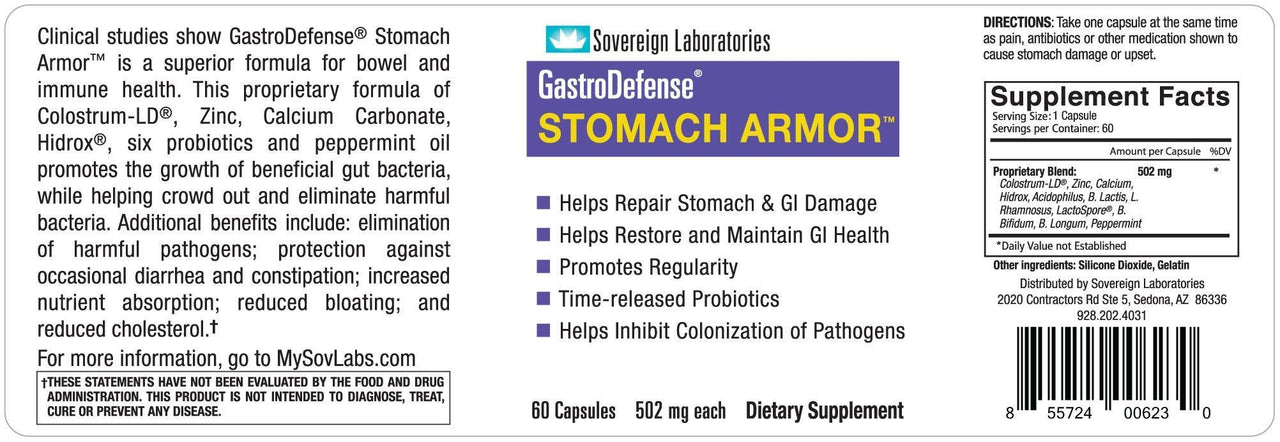 Sovereign Labs Gastro Defense™ StomachArmour 502mg 60 caps