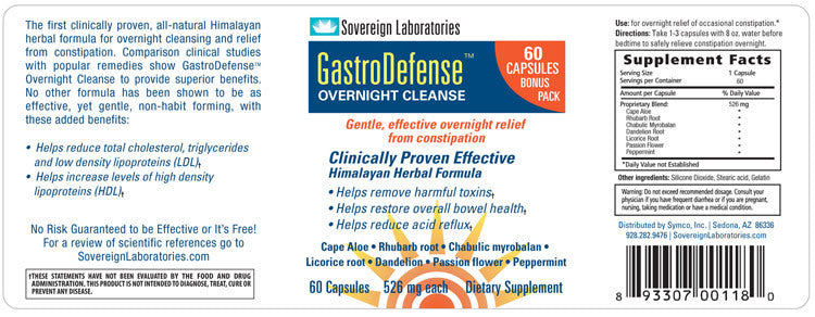 Sovereign Labs - GastroDefense™ Overnight Cleanse - 60caps