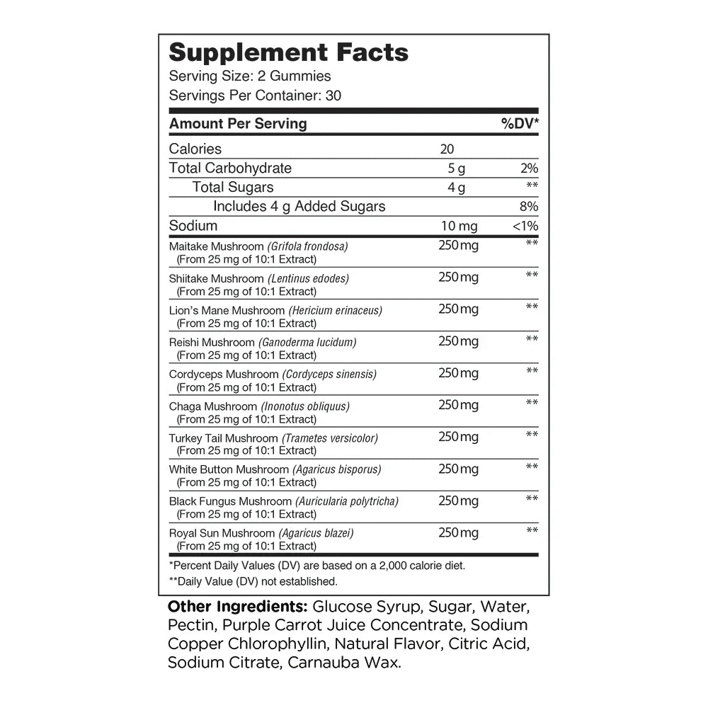 Zahler - 10 in 1 Mushroom Gummies | 60 Count (Raspberry Flavour)
