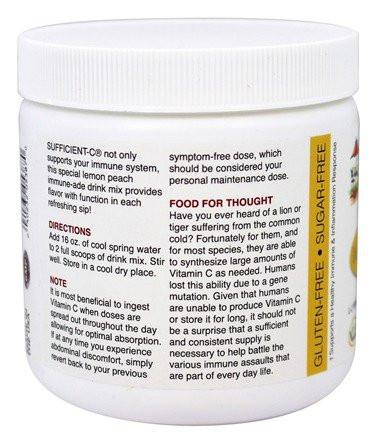 Sufficient C - High Dose Lemon Peach Immune-Ade drink mix - 250 gram size