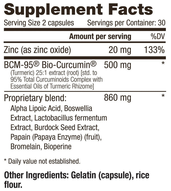 Aidan Products - Infla-Kine™ - Curcumin & Zinc Nutritional Formula (60caps)