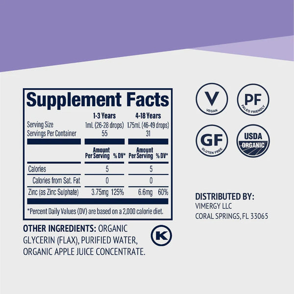 Vimergy - Kids Liquid Zinc (55ml) Organic