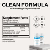 Thumbnail for Vimergy Herbs - L-Lysine 270caps (500mg L-Lysine HCI + 40mg Bamboo per capsule)