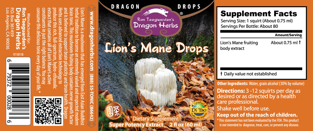 Dragon Herbs Lion's Mane Drops 2 fl. oz. (60 ml)